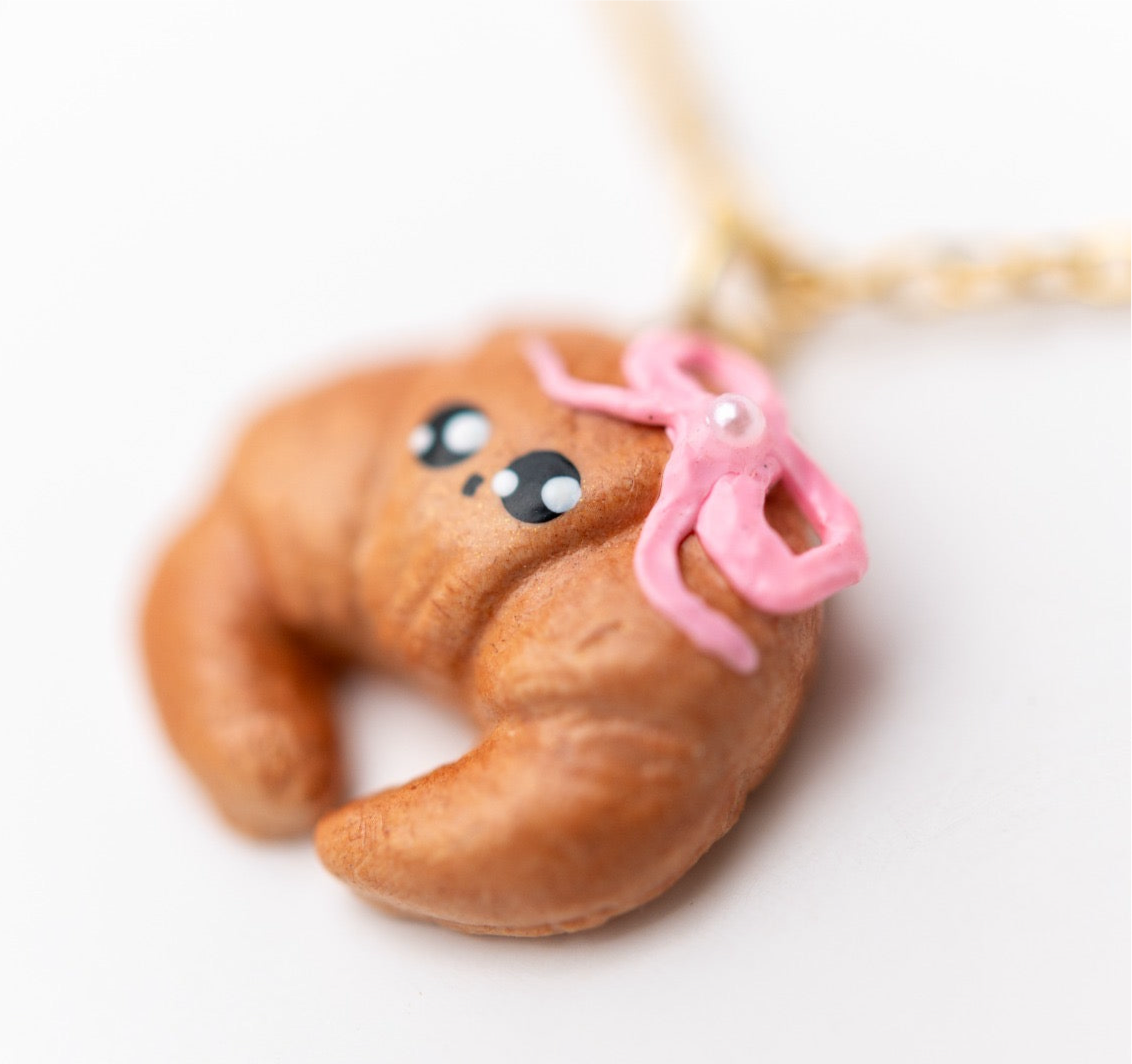 Cute food miniature - Valentines day croissant with a bow