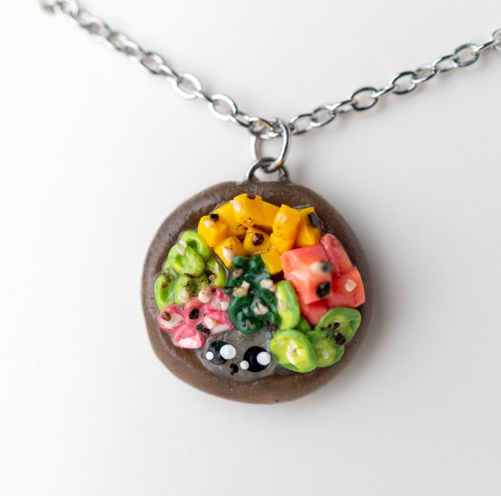 Poke bowl miniature - cute polymer clay jewelry