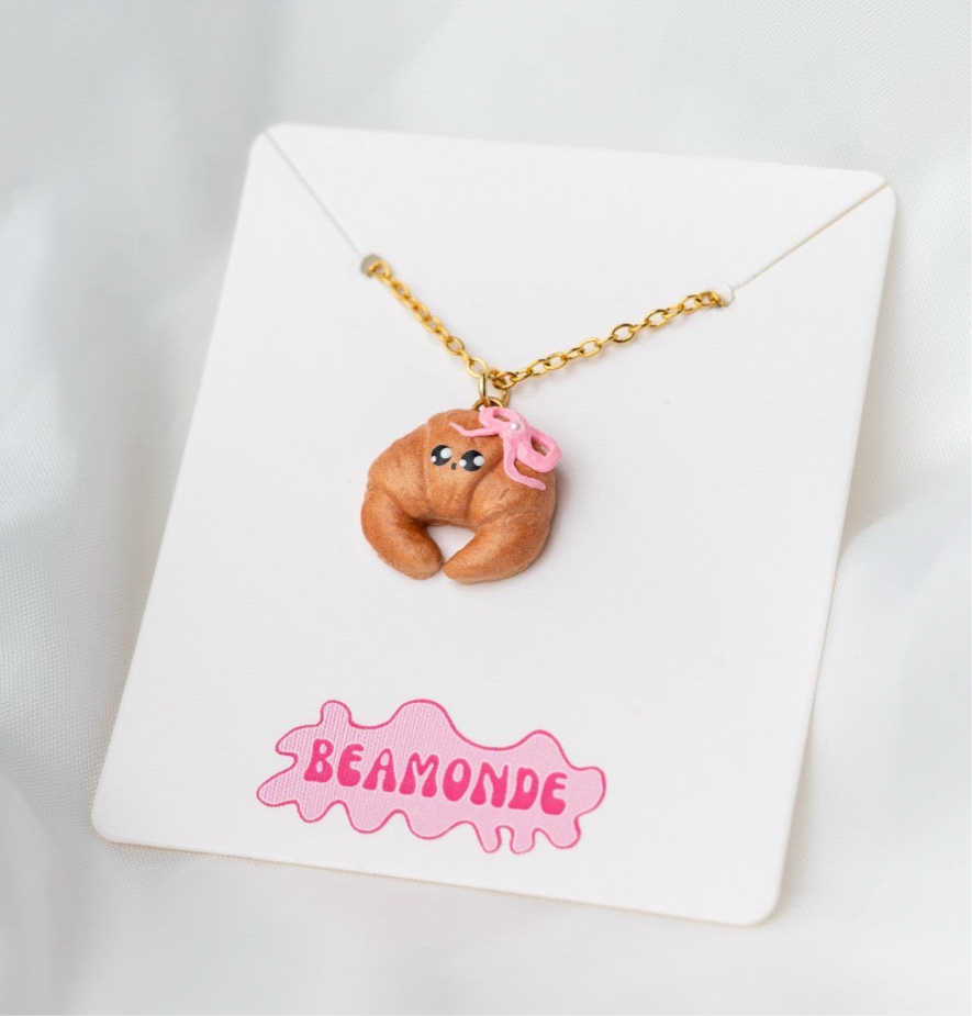 Cute food miniature - Valentines day croissant with a bow
