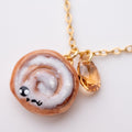 Cute miniature cinnamon bun necklace - handmade polymerclay jewelry