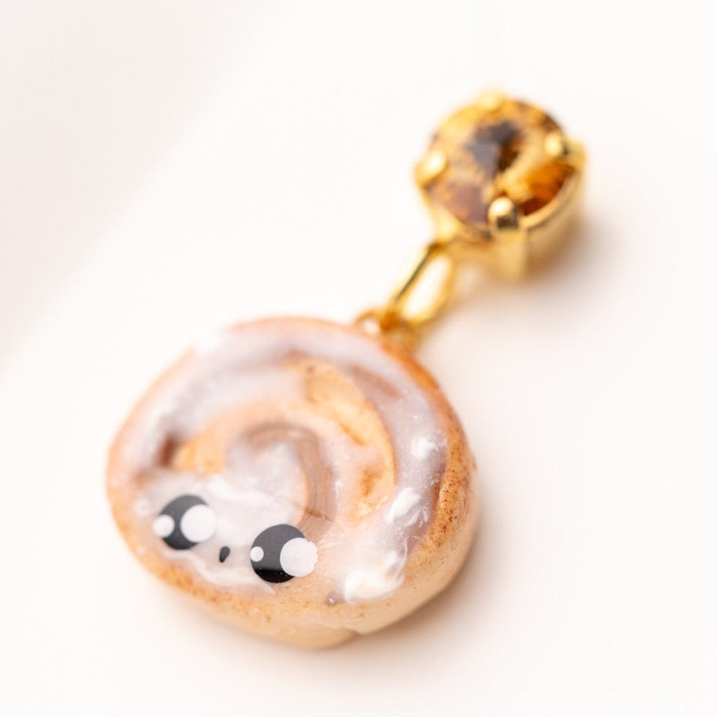 Cinnamon bun earrings with swarovski crystals