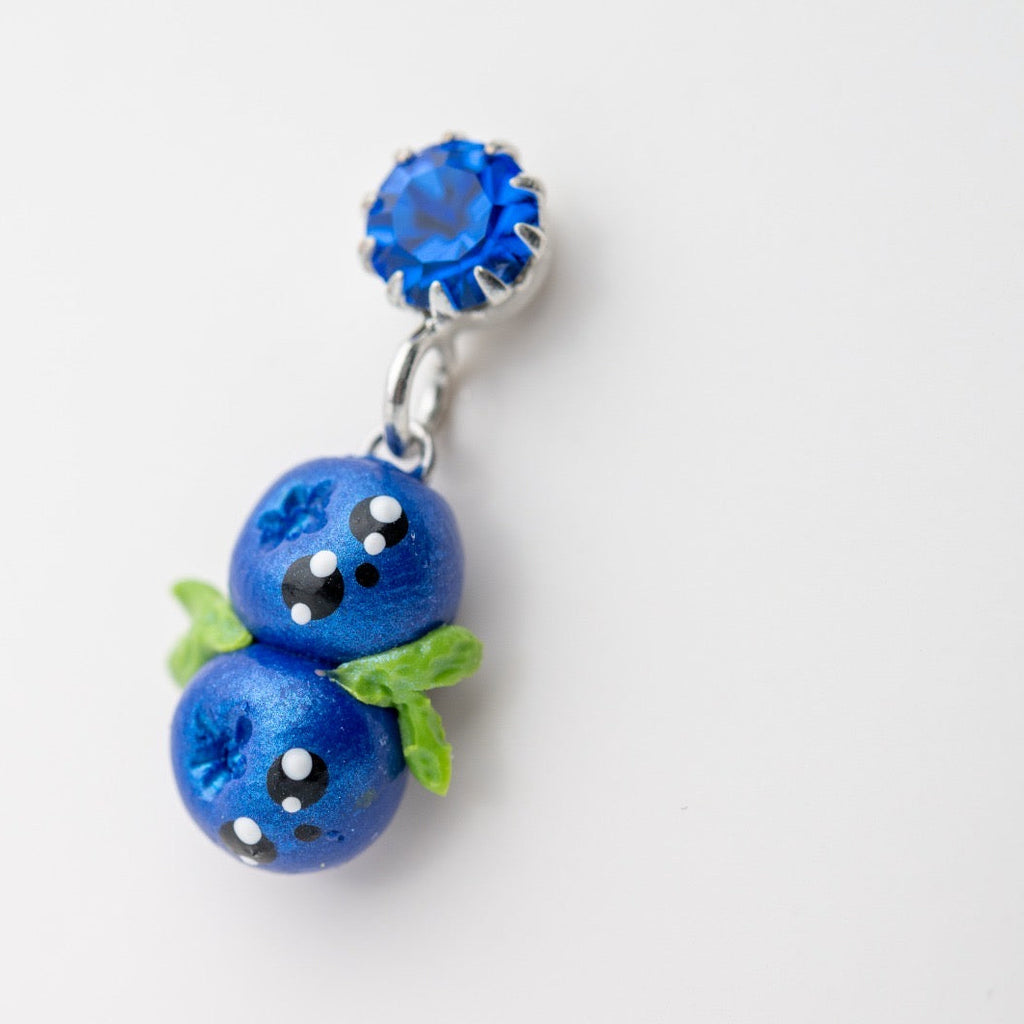 Cute food miniature - Handmade Blueberry Earrings with Swarovski Crystal