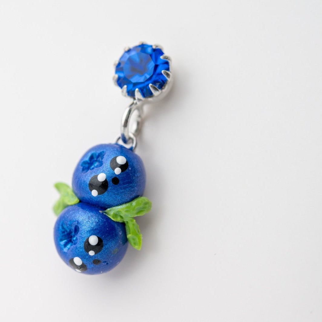 Cute food miniature - Handmade Blueberry Earrings with Swarovski Crystal