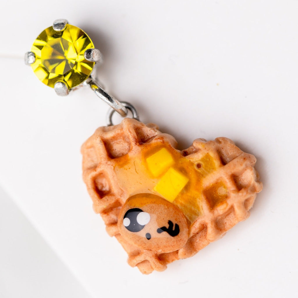 Heart shapped waffle earrings with Swarovski crystals