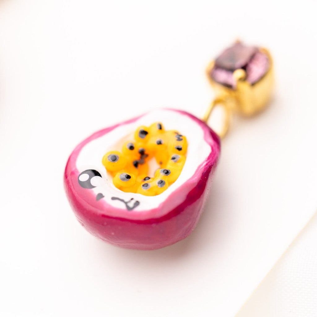 Passion fruit earrings with swarovski crystals
