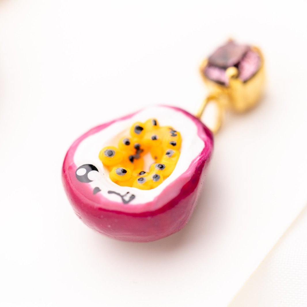 Passion fruit earrings with swarovski crystals