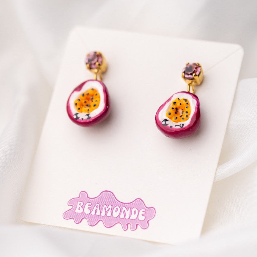 Passion fruit earrings with swarovski crystals