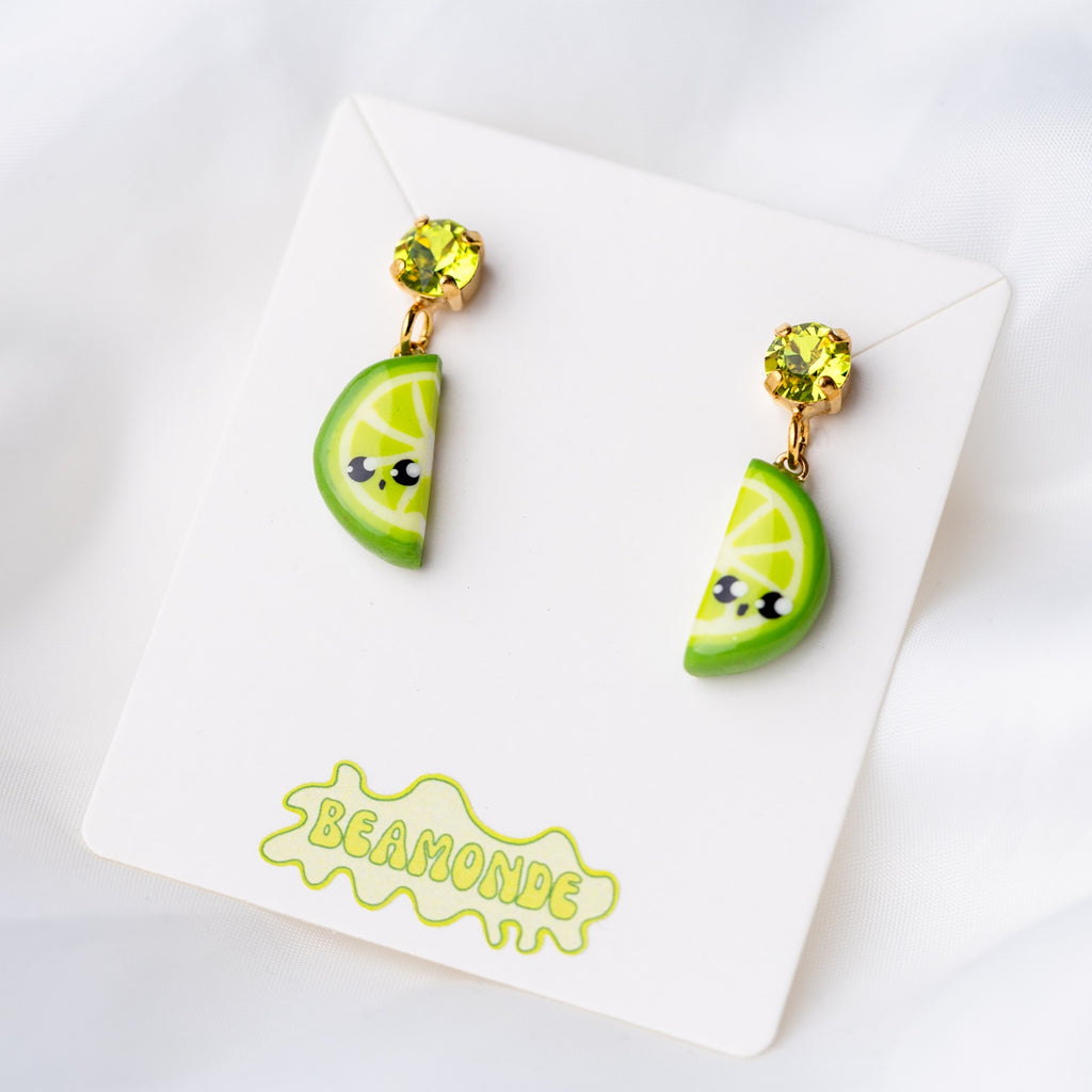 Lime Swarovski earrings