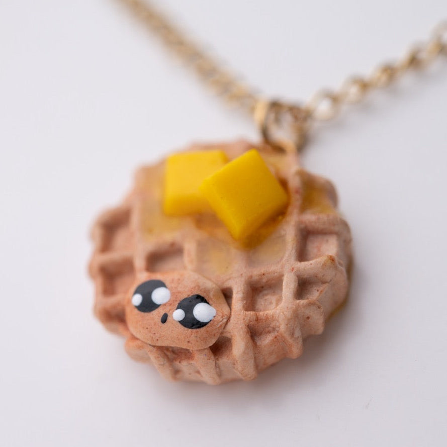 Cute food miniature - breakfast waffle with butter