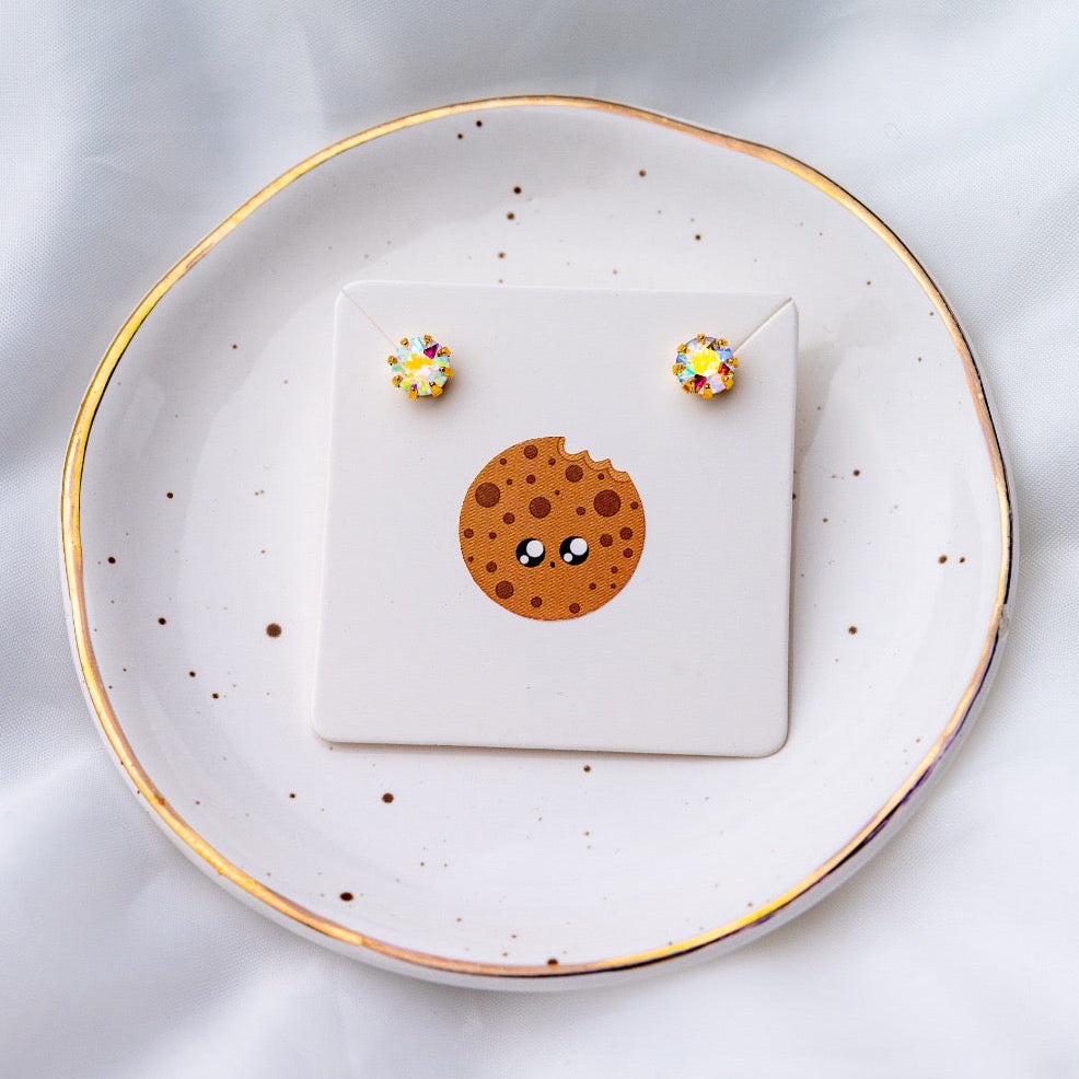 Cute Swarovski earrings - cookie themed gift box