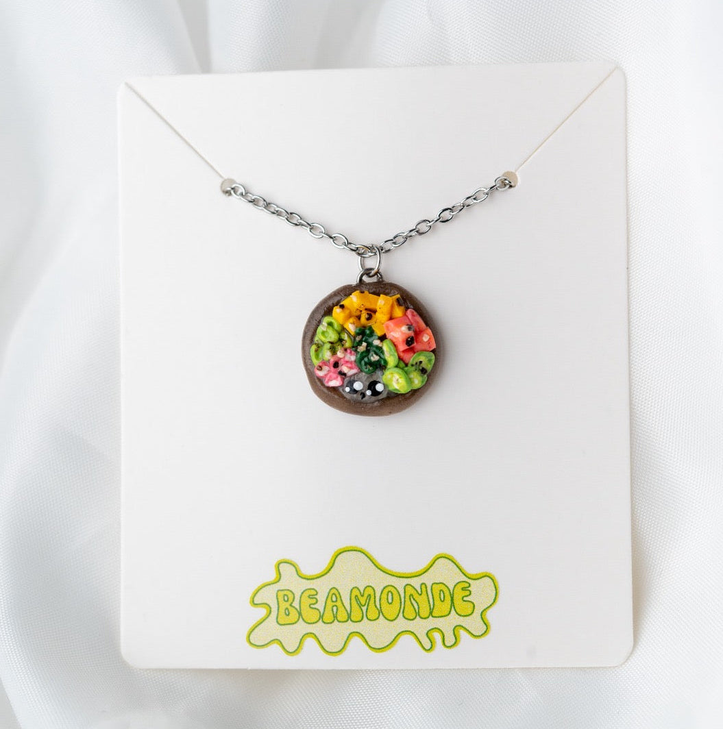 Poke bowl miniature - cute polymer clay jewelry