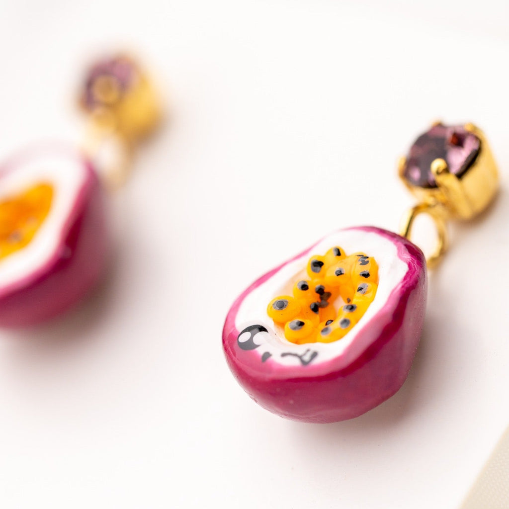 Passion fruit earrings with swarovski crystals