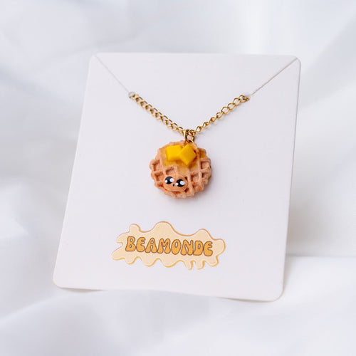 Cute food miniature - breakfast waffle with butter