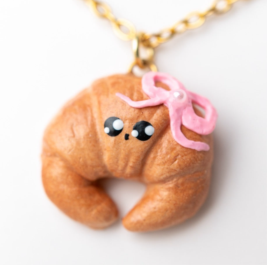 Cute food miniature - Valentines day croissant with a bow