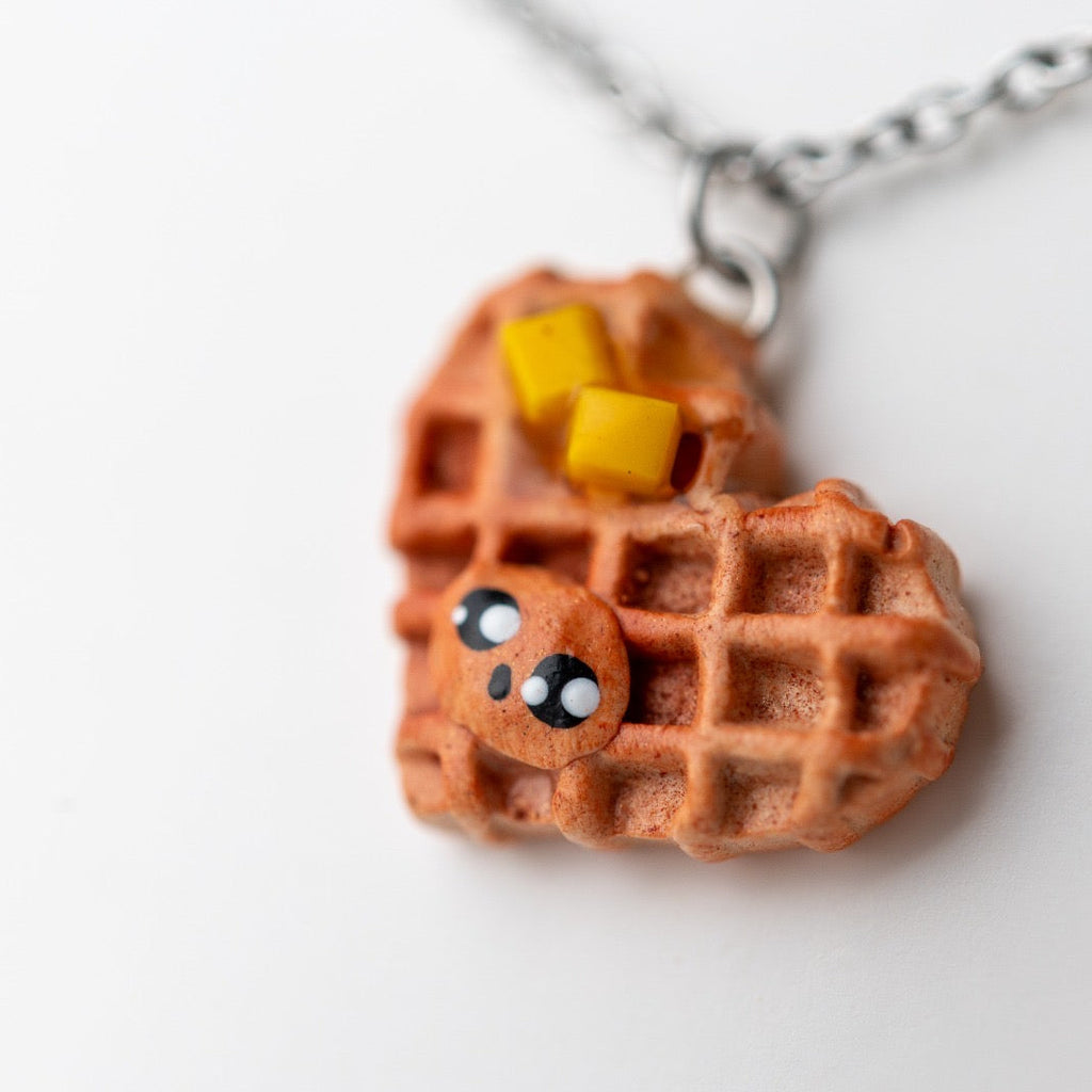 Heart shaped waffle with butter - cute polymer clay miniature