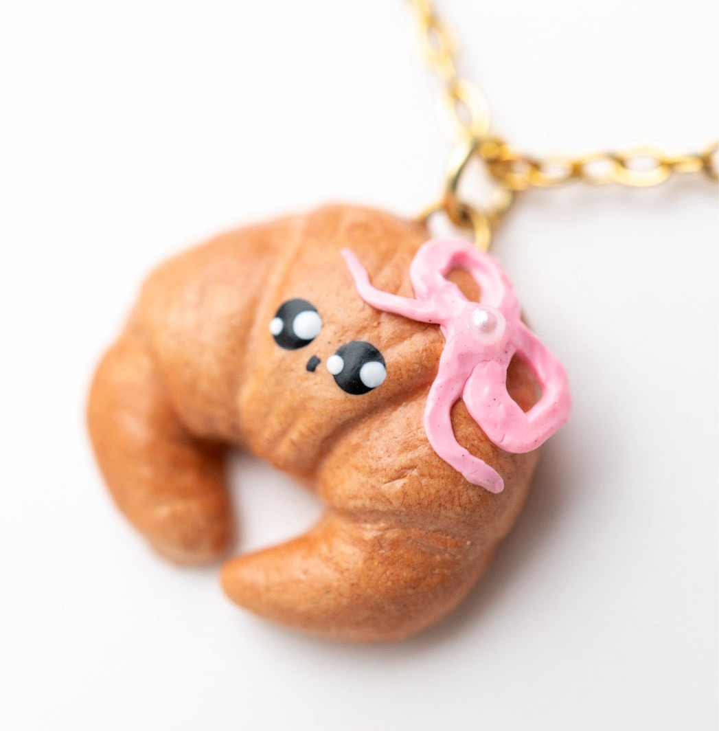 Cute food miniature - Valentines day croissant with a bow