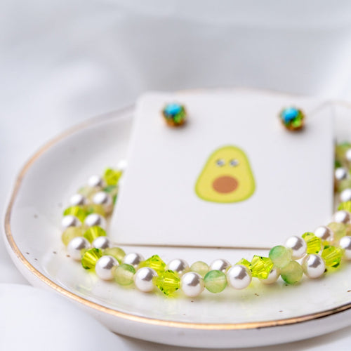 Cute avocado jewelry set - handmade