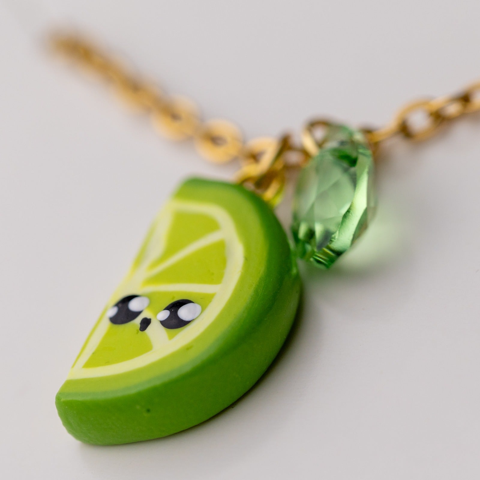 Cute Lime necklace - handamade polymerclay jewelry