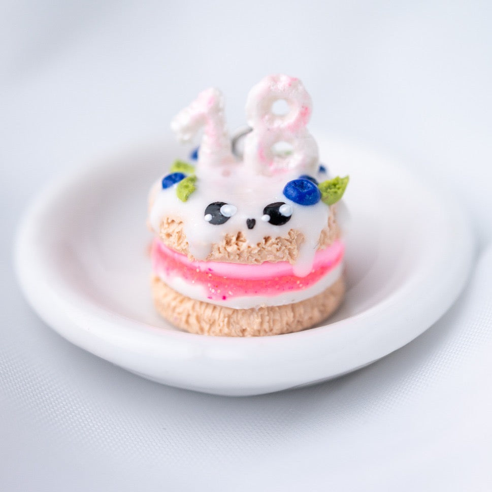 Cute birthday cake necklace - handmade polymerclay charm