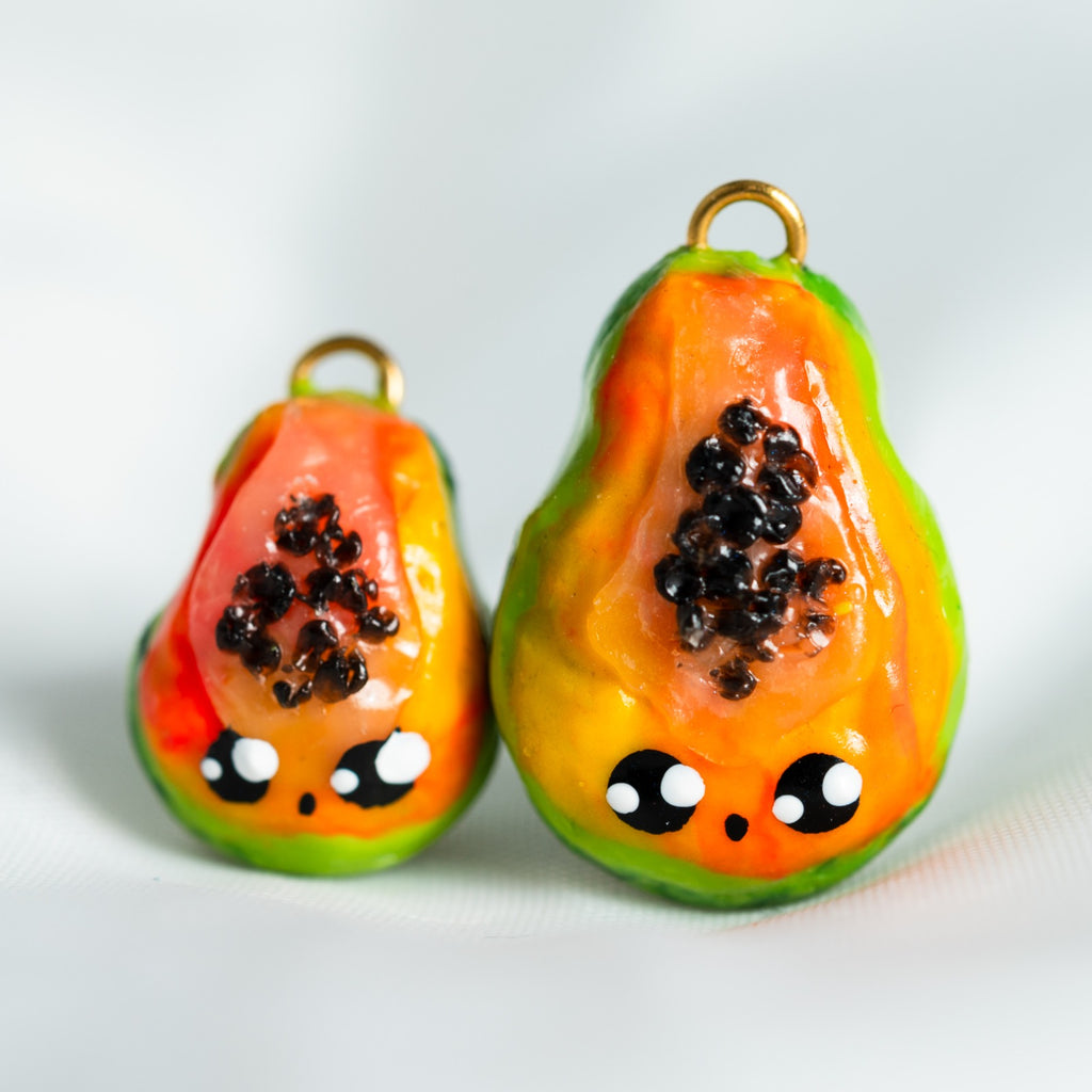 Cute Papaya Necklace - handmade polymerclay jewelry