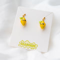 Cute Lemon Jewelry Set: Pearl Bracelet & Polymer Clay Earrings