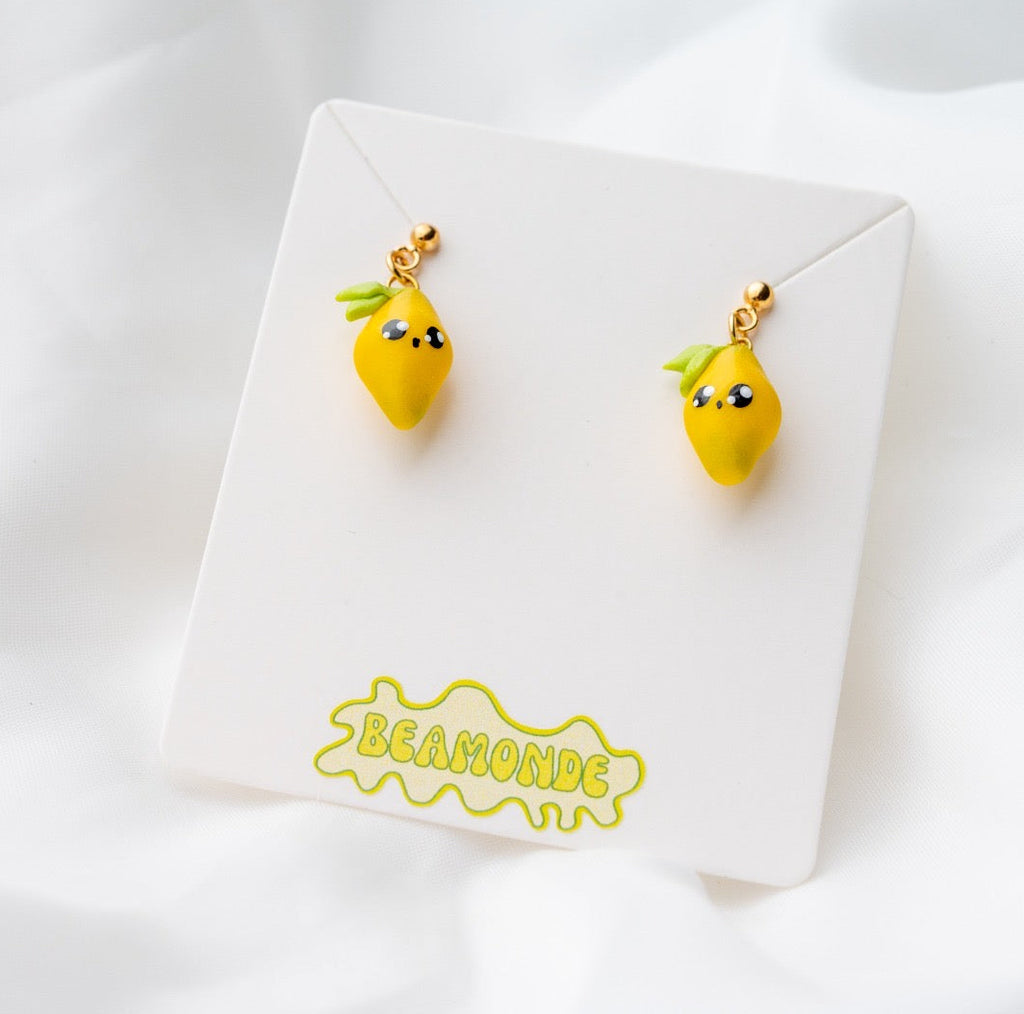 Cute Lemon earrings - handmade polymerclay jewelry
