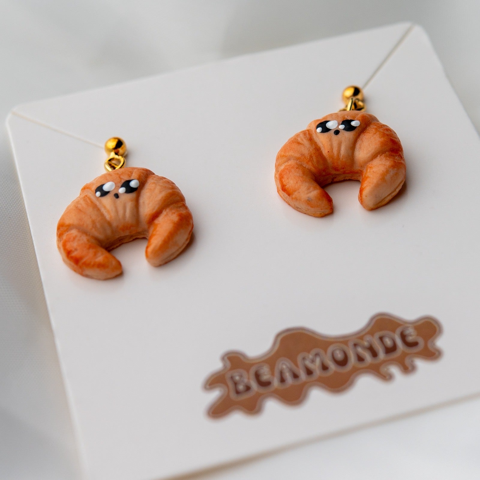Cute miniature Croissant earrings - handmade polymerclay jewelry